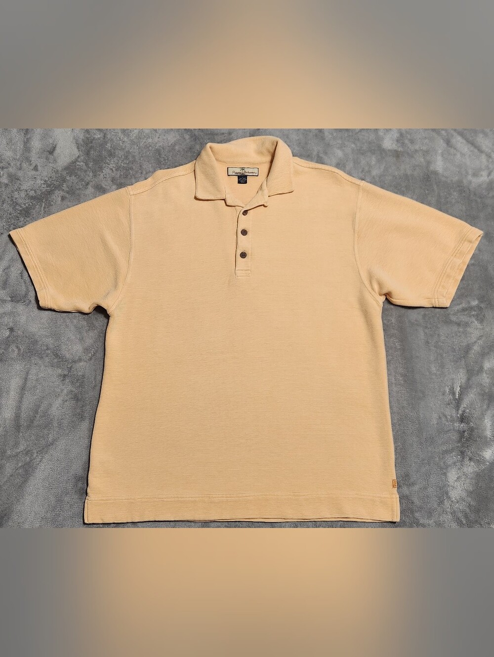 Tommy Bahama Silk Blend Textured Polo Yellow Large